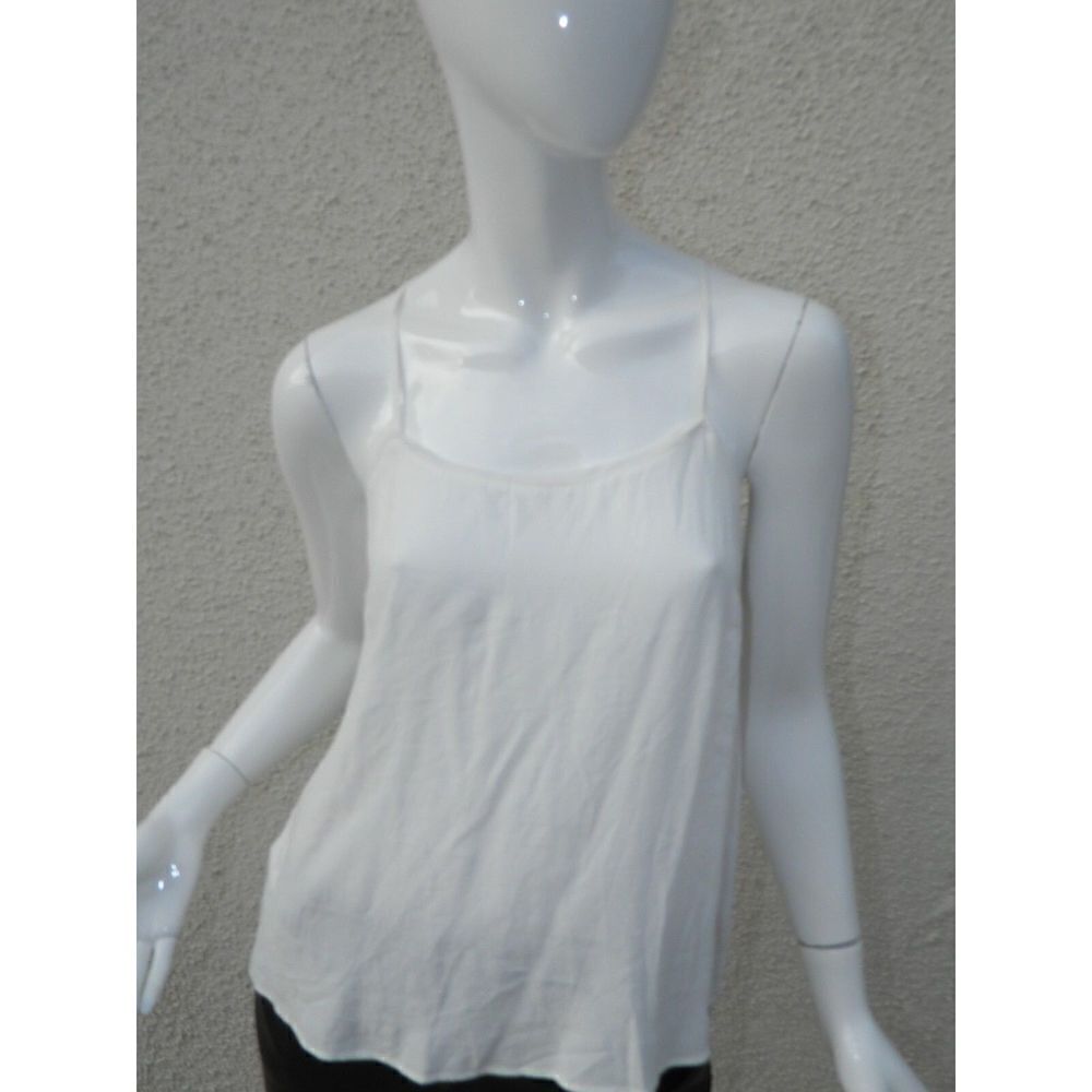 Promod  Cami Tank‎ Top White Cream Criss Cross Size 6